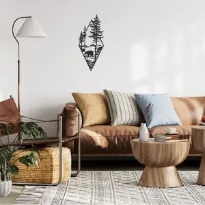 Wall Decor | Bear Mountain Forest Metal Wall Art Living Room Wall ...